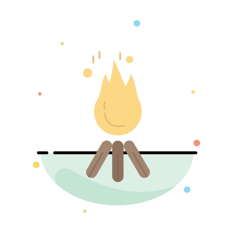 fuego llama hoguera camping campamento color plano icono vector