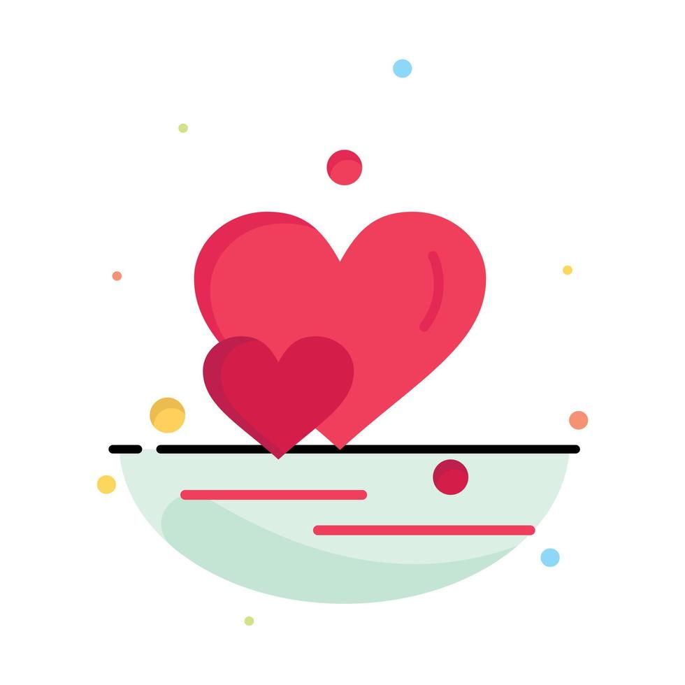 Heart Love Couple Valentine Greetings Abstract Flat Color Icon Template vector