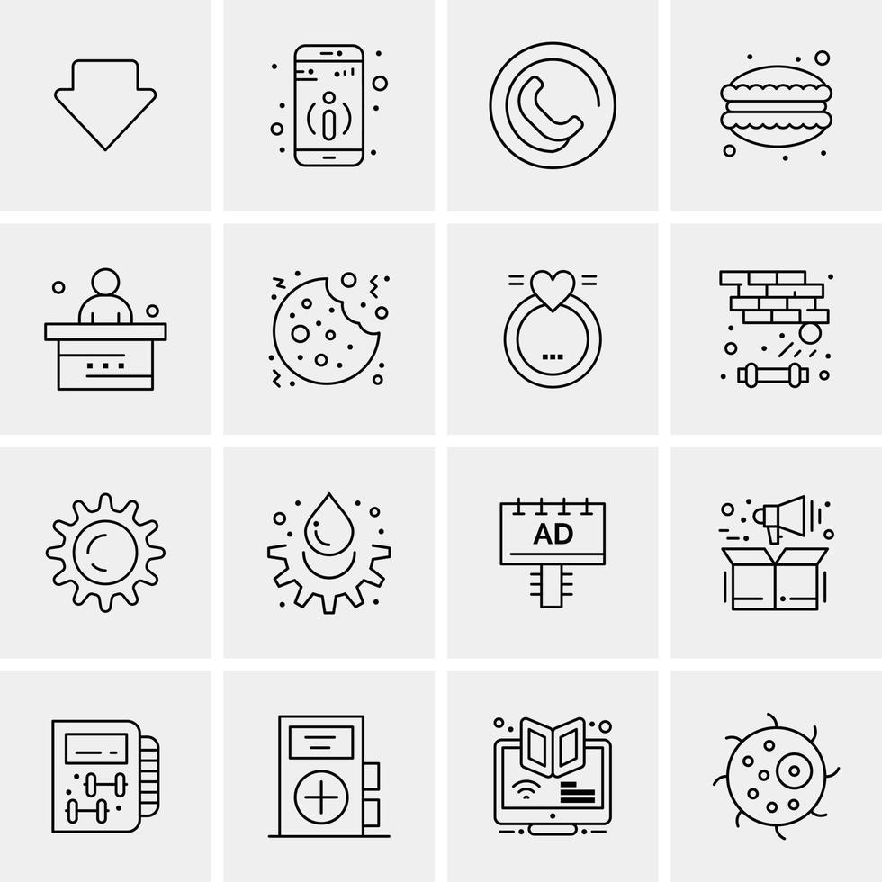 16 iconos universales de negocios vector ilustración de icono creativo para usar en proyectos relacionados con la web y dispositivos móviles