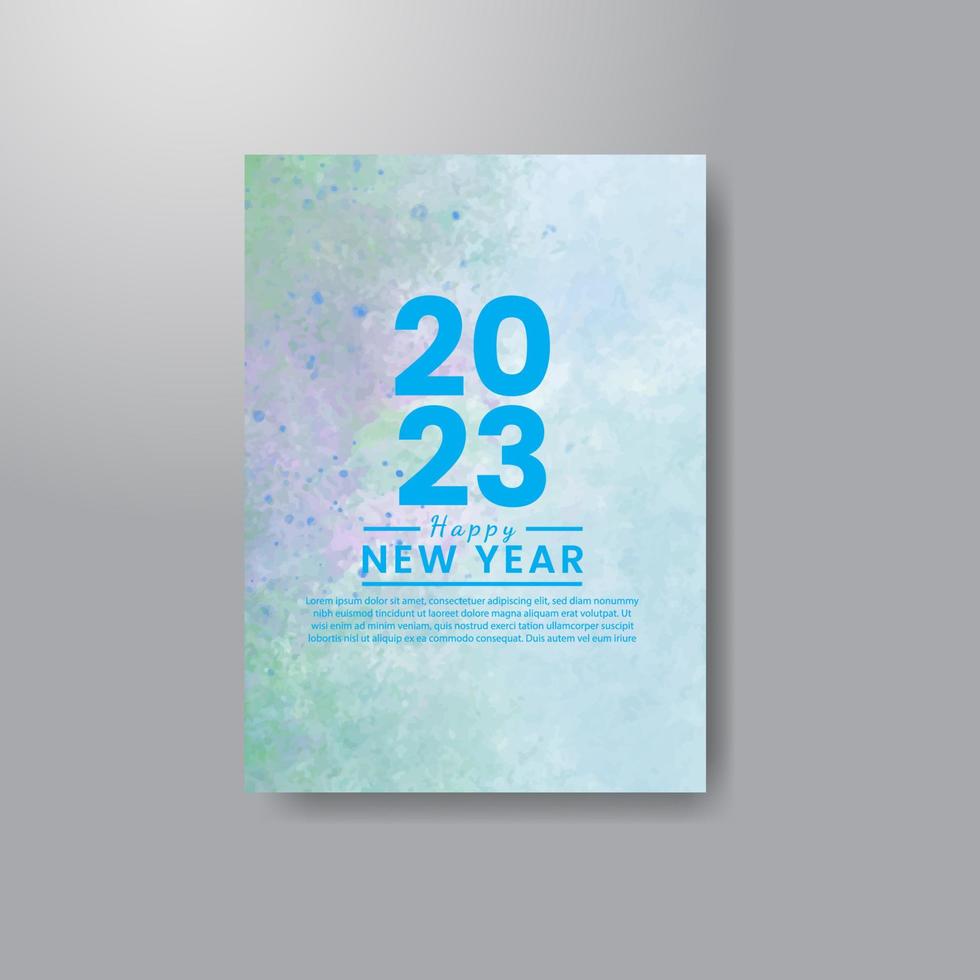 Happy new year 2023 card template with watercolor background vector