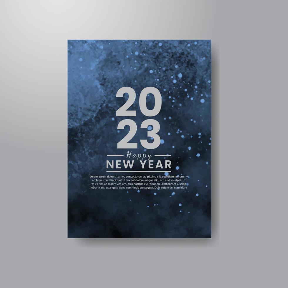Happy new year 2023 card template with watercolor background vector