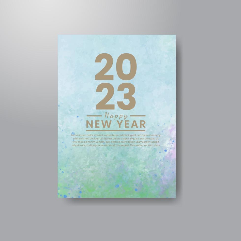 Happy new year 2023 card template with watercolor background vector