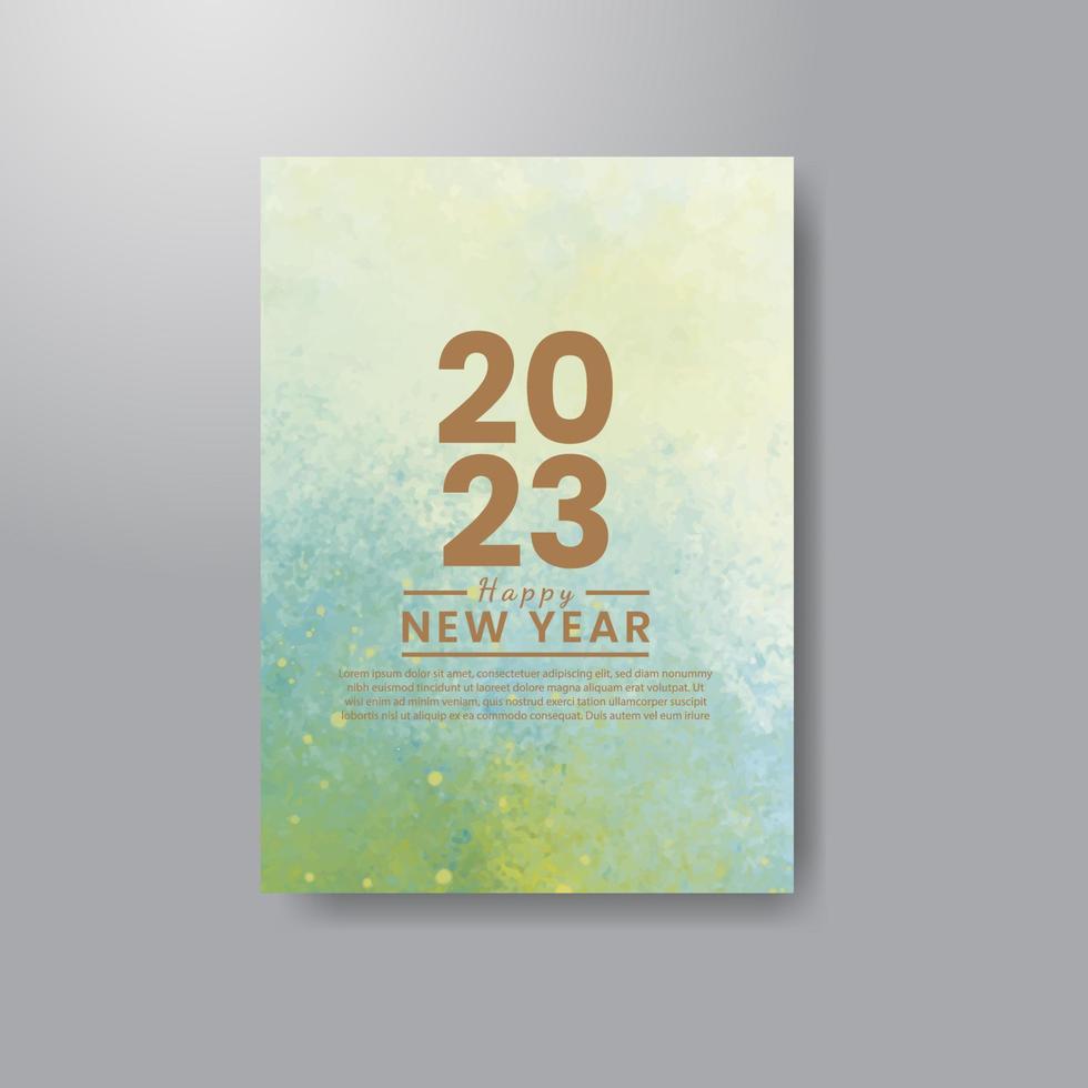 Happy new year 2023 card template with watercolor background vector