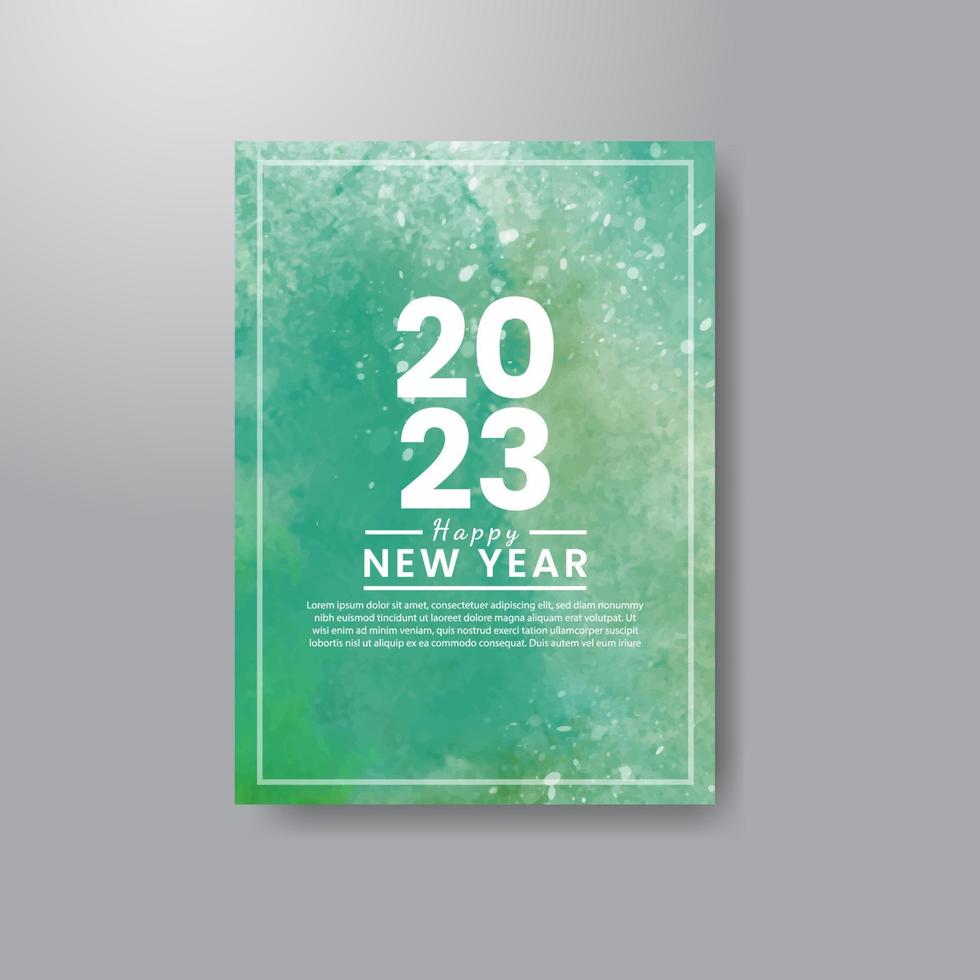 Happy new year 2023 card template with watercolor background vector