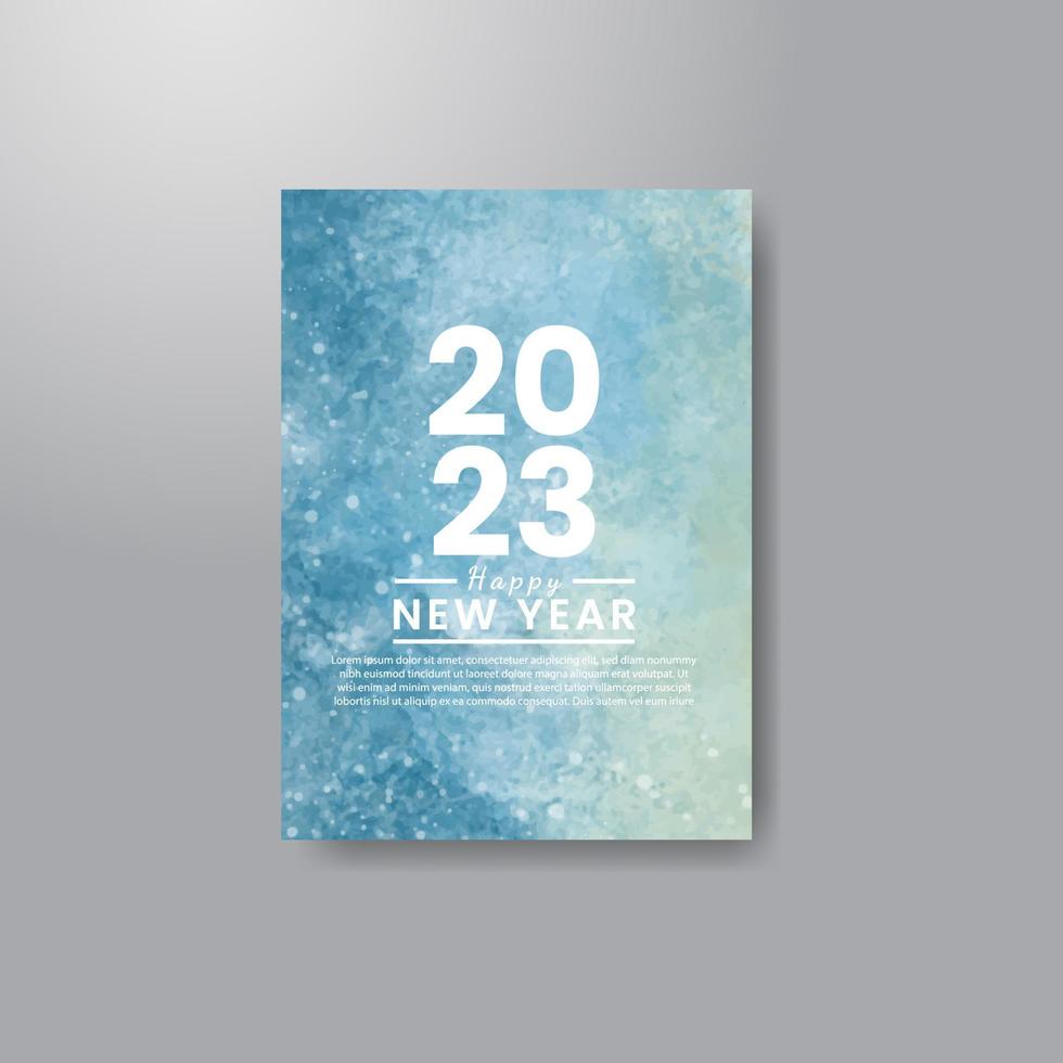 Happy new year 2023 card template with watercolor background vector
