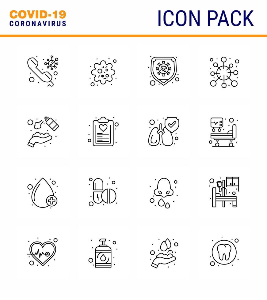 conjunto simple de protección covid19 paquete de iconos azul 25 icono incluido virus epidemia virus enfermedad virus coronavirus viral 2019nov enfermedad vector elementos de diseño