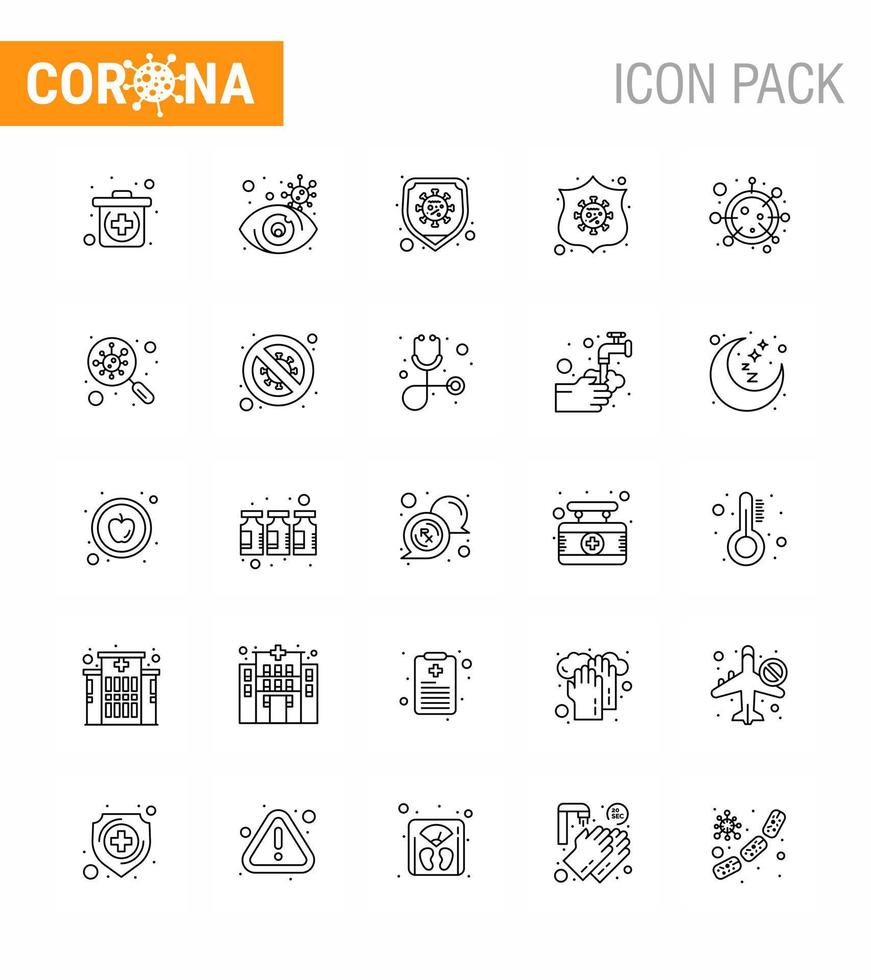 Novel Coronavirus 2019nCoV 25 line icon pack covid virus safety virus safeguard viral coronavirus 2019nov disease Vector Design Elements