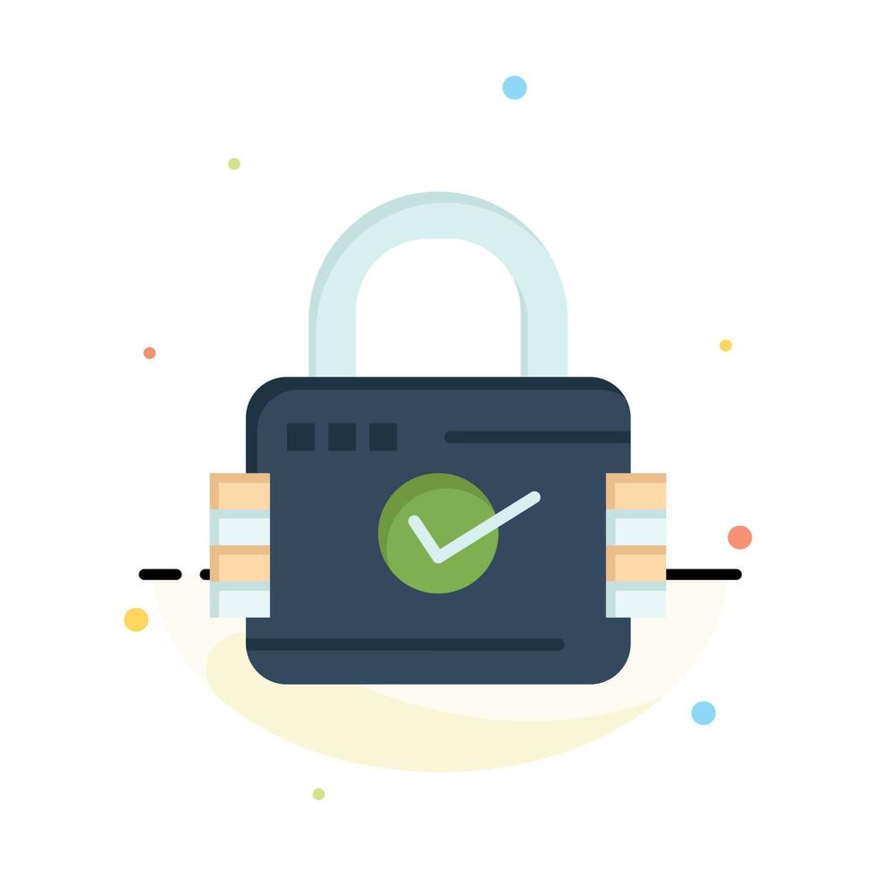 Lock Padlock Security Secure Abstract Flat Color Icon Template vector