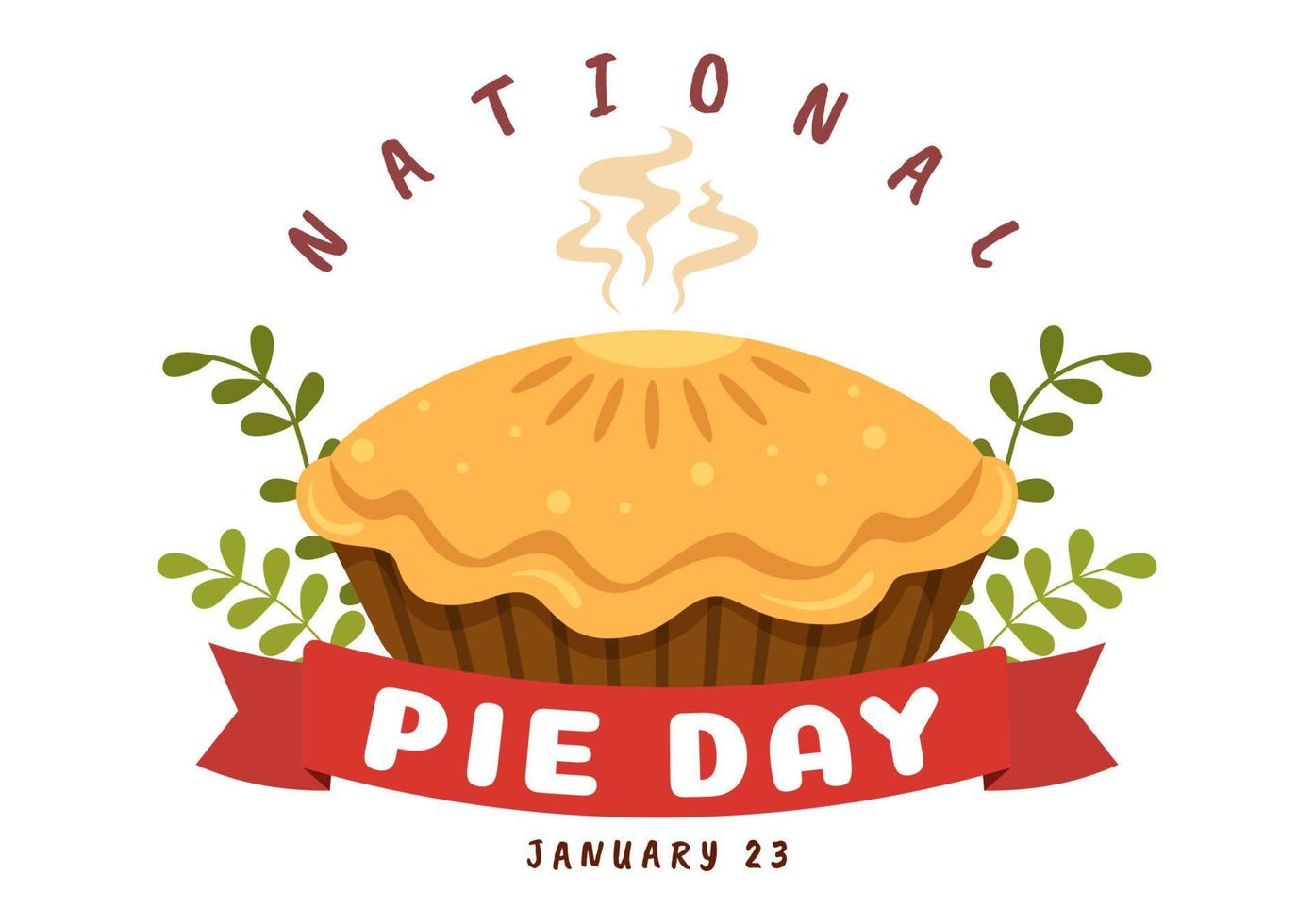 National Pie Day on January 23 with Food Consisting of Pastry Shells and Various Fillings in Flat Cartoon Hand Drawn Templates Illustration vector