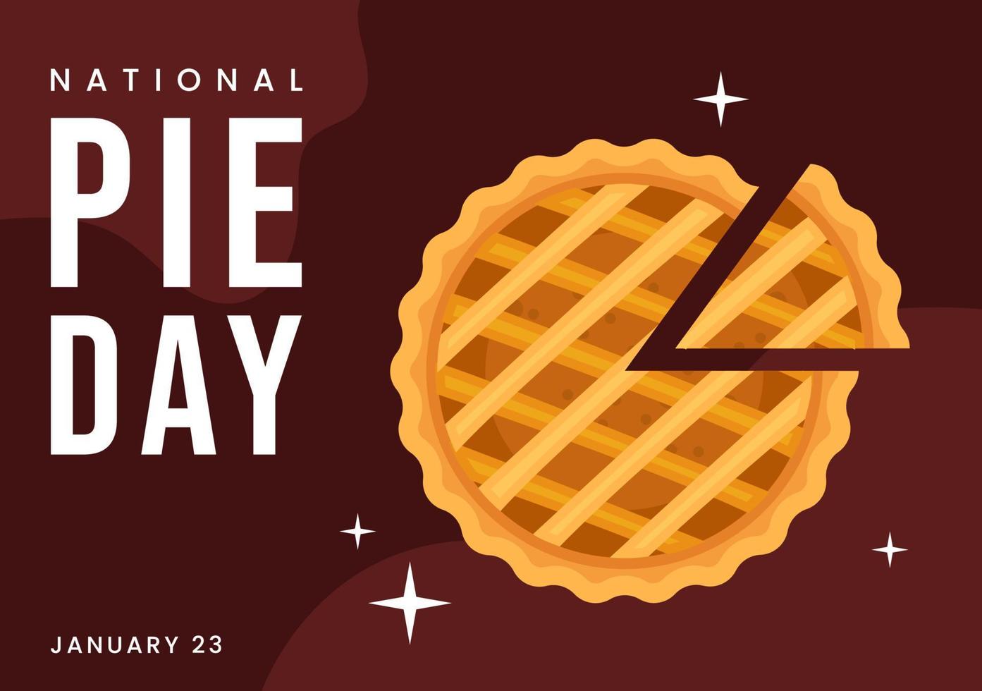 National Pie Day on January 23 with Food Consisting of Pastry Shells and Various Fillings in Flat Cartoon Hand Drawn Templates Illustration vector