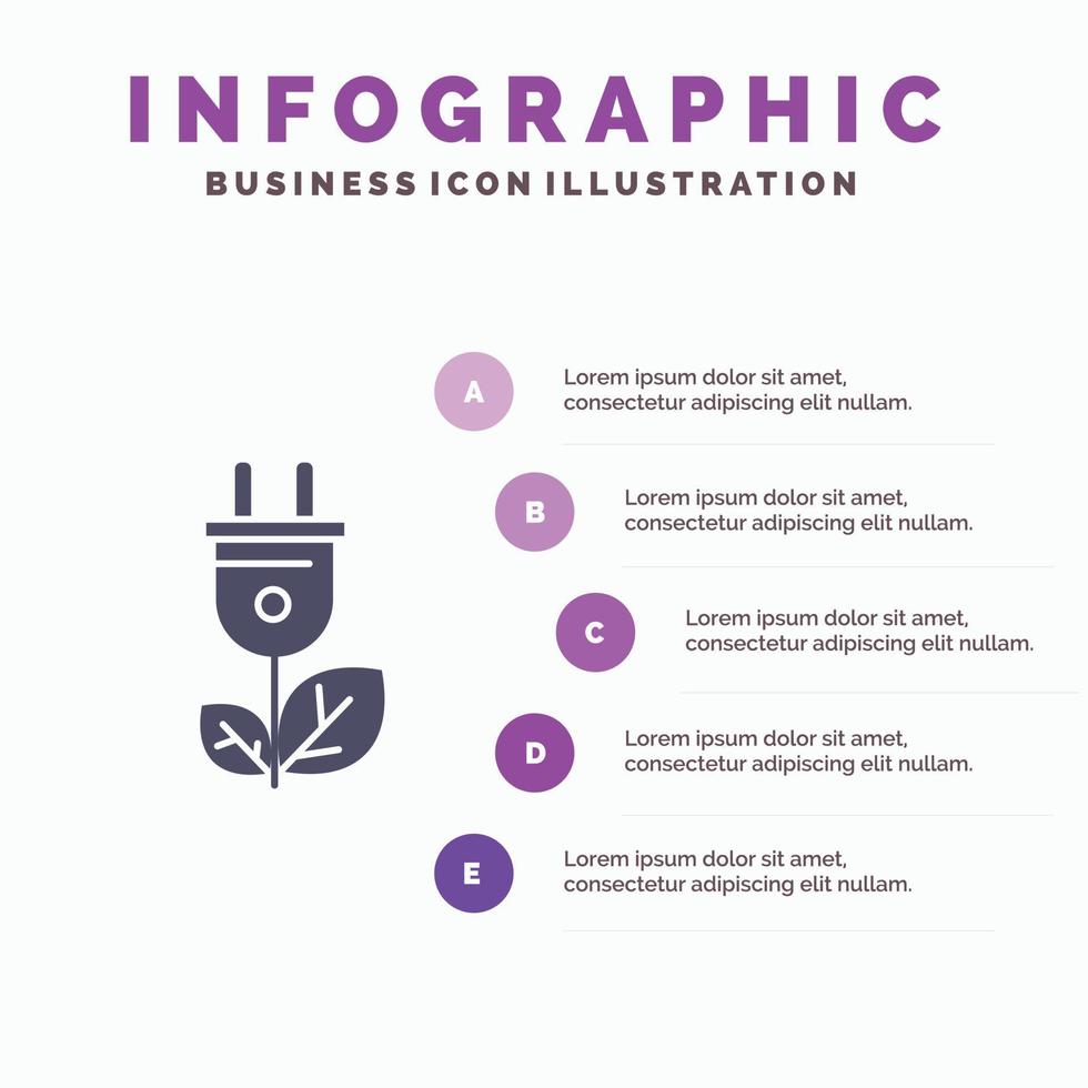 Biomass Energy Plug Power Solid Icon Infographics 5 Steps Presentation Background vector