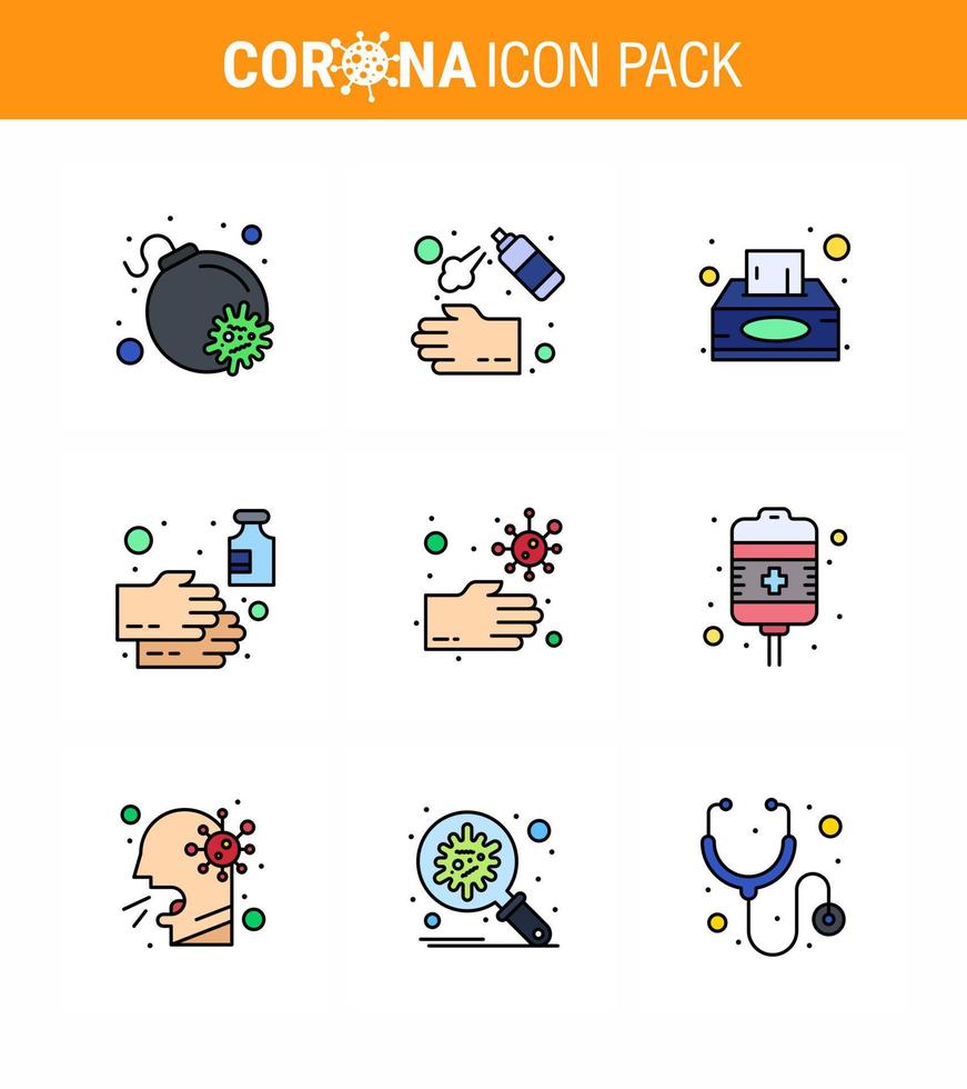 25 conjunto de iconos de emergencia de coronavirus diseño azul como caja de lavado de bacterias limpieza de jabón coronavirus viral 2019nov elementos de diseño de vector de enfermedad