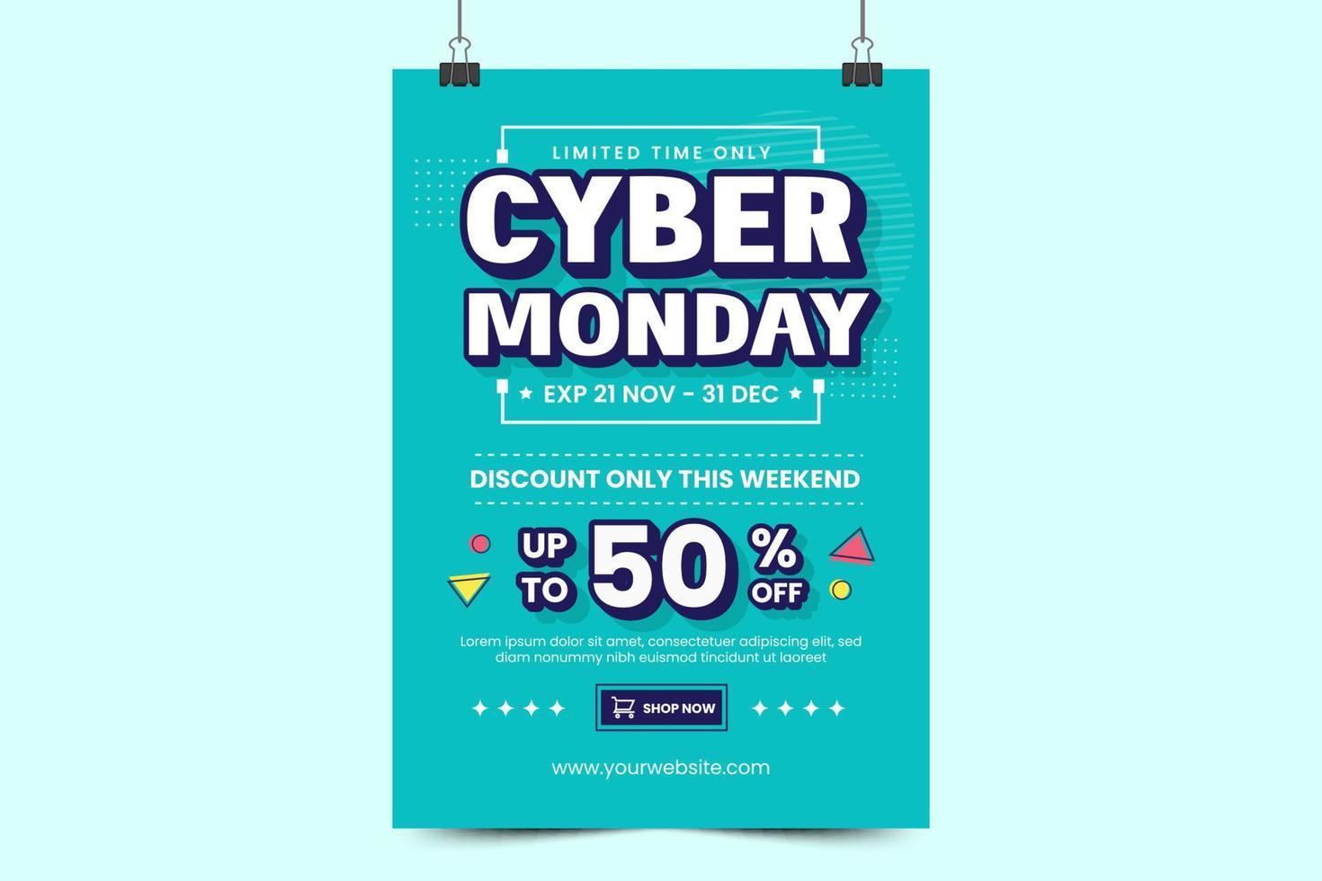 Cyber Monday poster or flyer template is easy to customize vector