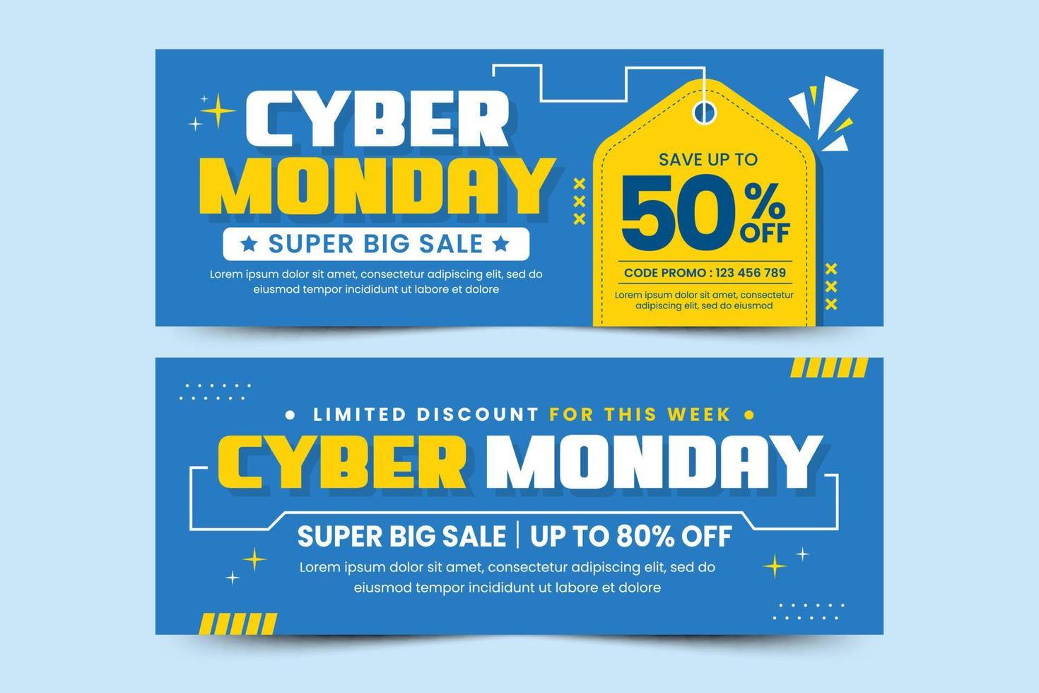 Cyber Monday cover banner design template is easy to customize vector