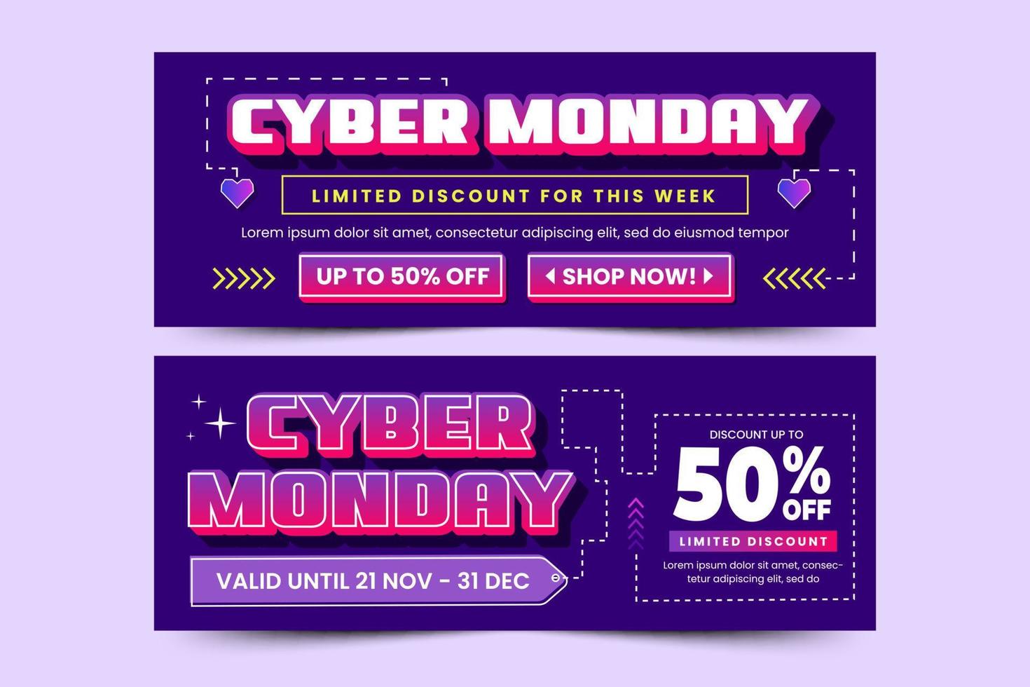 Cyber Monday cover banner design template is easy to customize vector