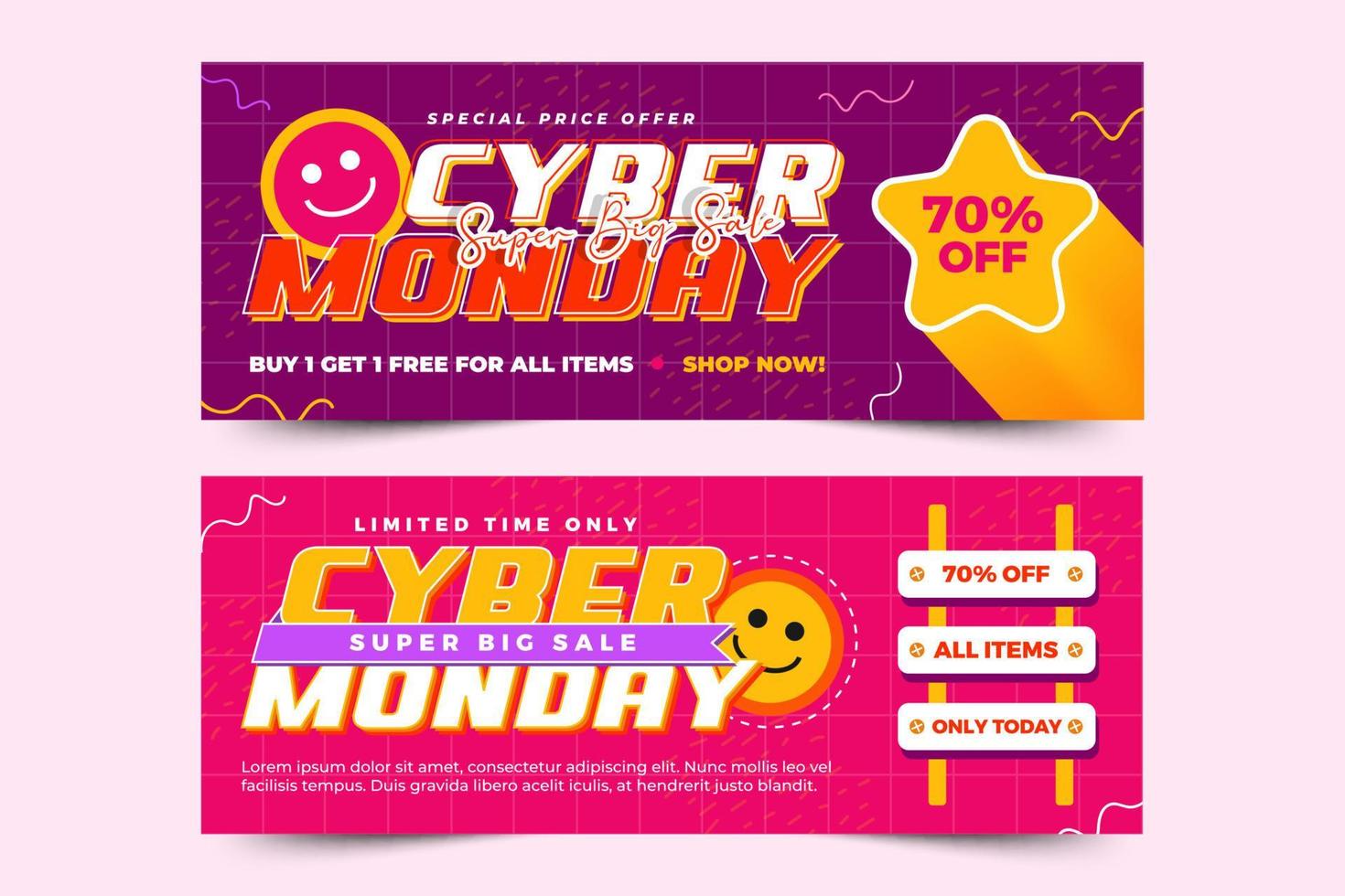 Cyber Monday cover banner design template is easy to customize vector