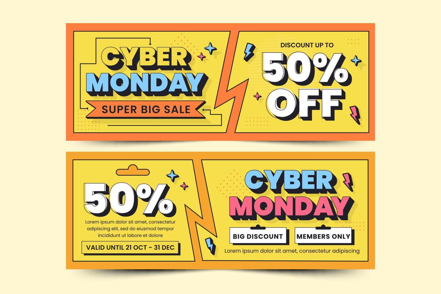 Cyber Monday cover banner design template is easy to customize vector