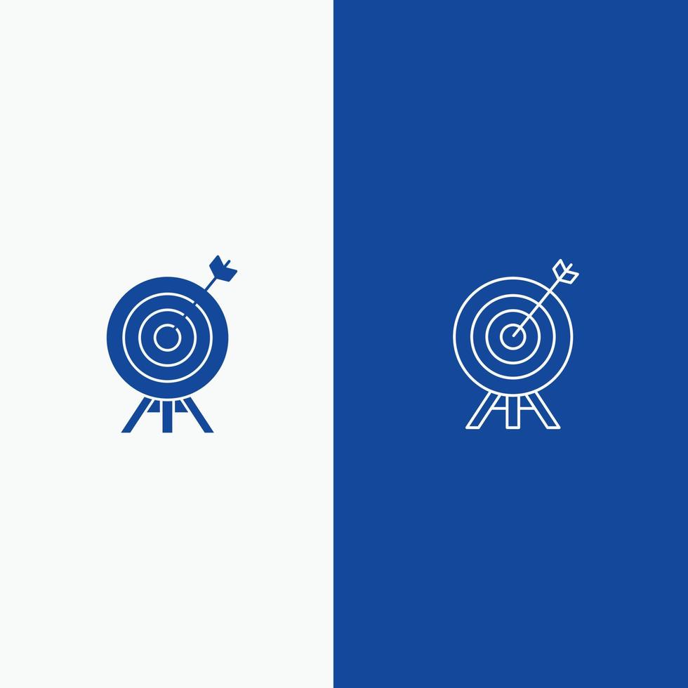 Target Archery Arrow Board Line and Glyph Solid icon Blue banner Line and Glyph Solid icon Blue banner vector