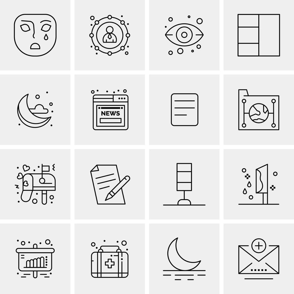 16 iconos universales de negocios vector ilustración de icono creativo para usar en proyectos relacionados con la web y dispositivos móviles