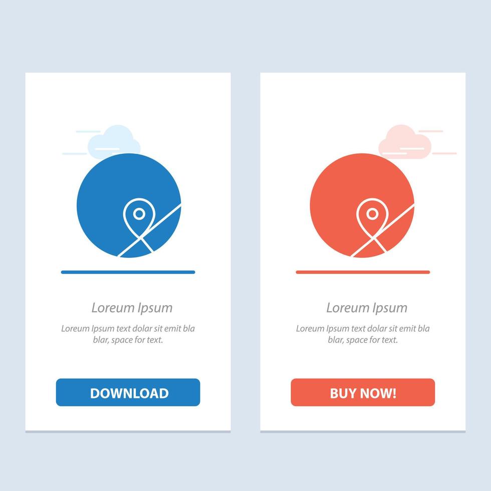 Basic Map Location Map  Blue and Red Download and Buy Now web Widget Card Template vector