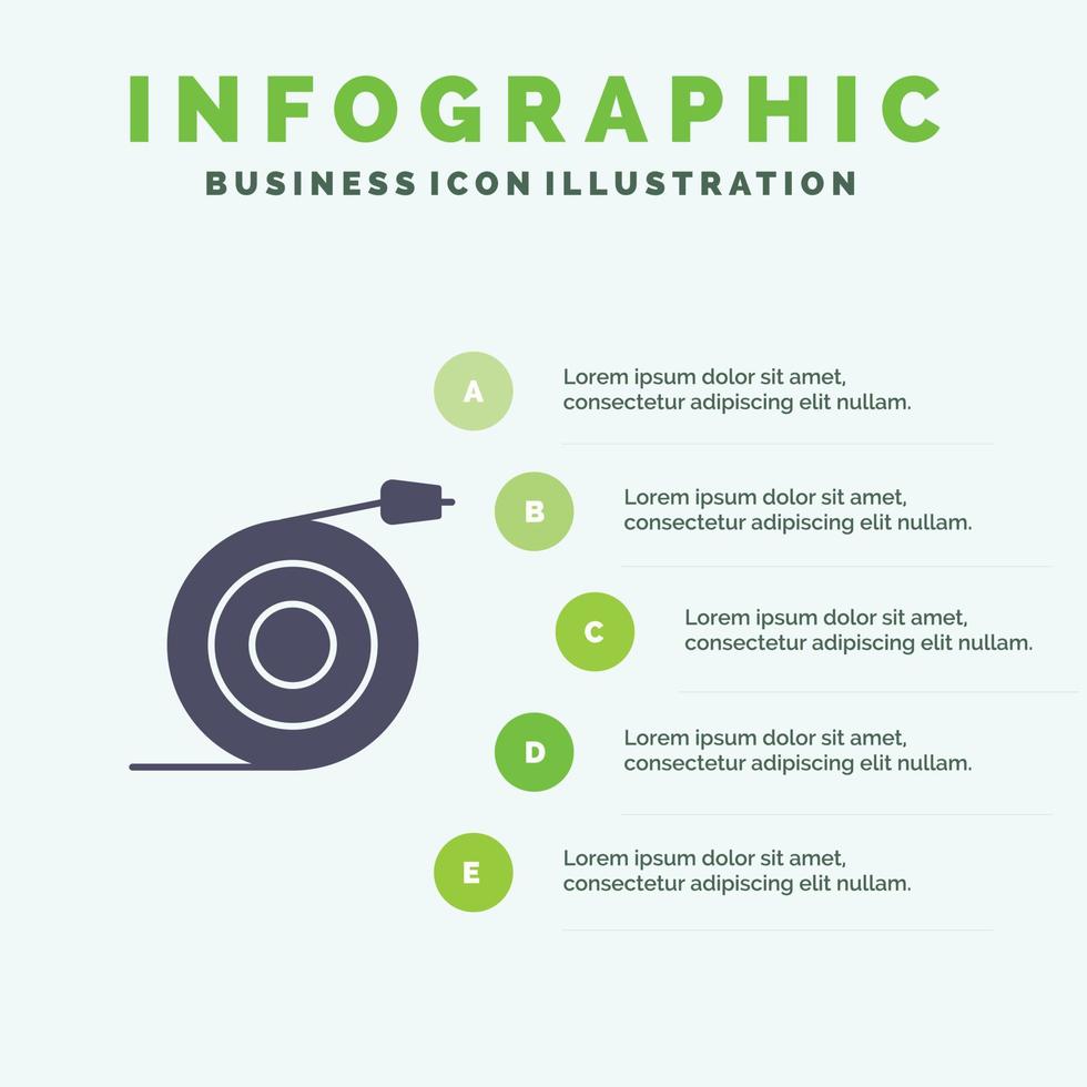 tubería de flujo curvo agua icono sólido infografía 5 pasos presentación antecedentes vector