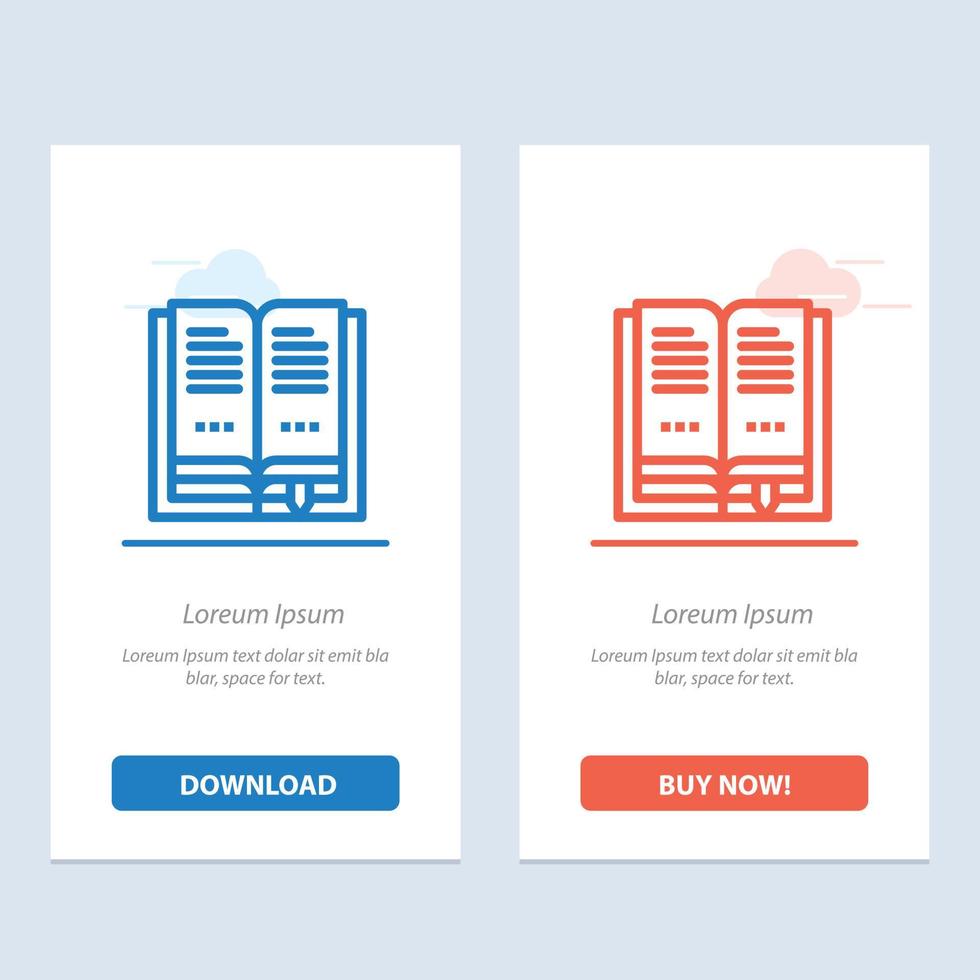 Book Education Open  Blue and Red Download and Buy Now web Widget Card Template vector