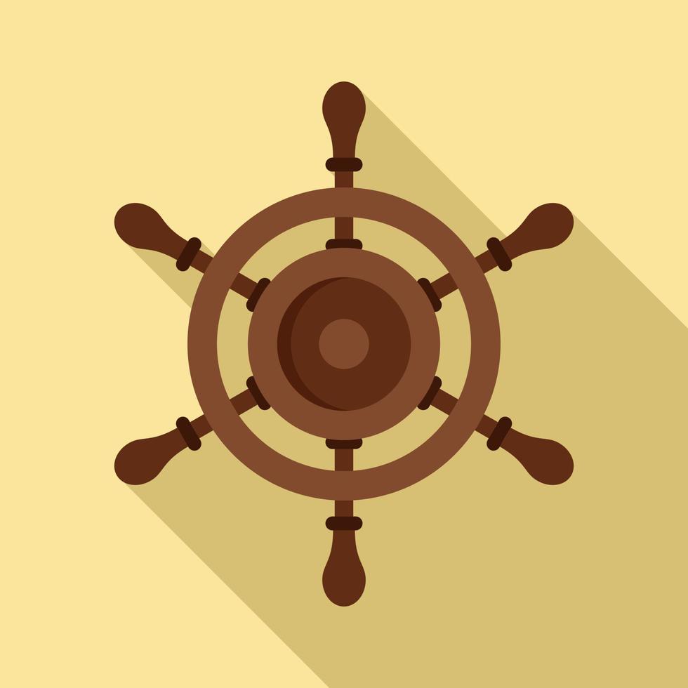 Marine ship wheel icon, flat style vector