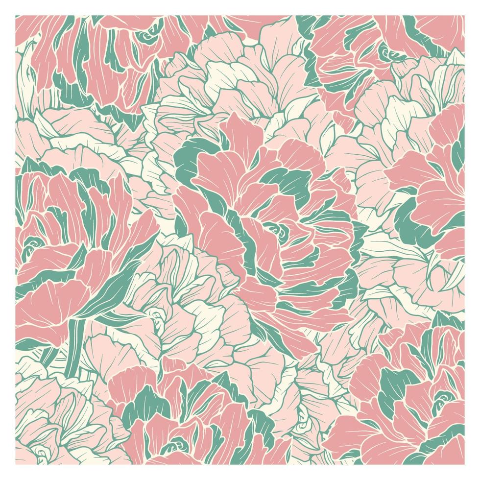 ilustración dibujada a mano de plantas y flores de belleza en estilo de arte de línea colorida para fondo, patrón floral, invitaciones e impresión de tela vector