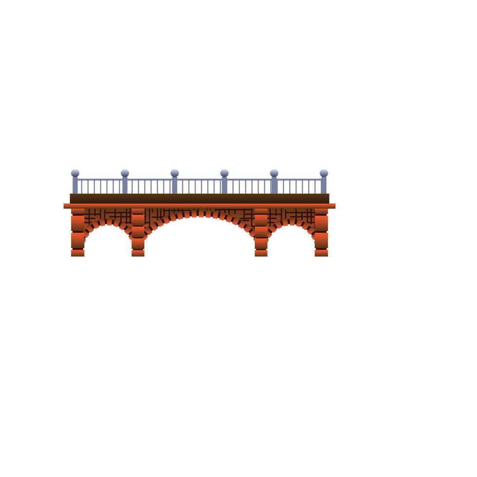 Brick bridge icon, cartoon style vector