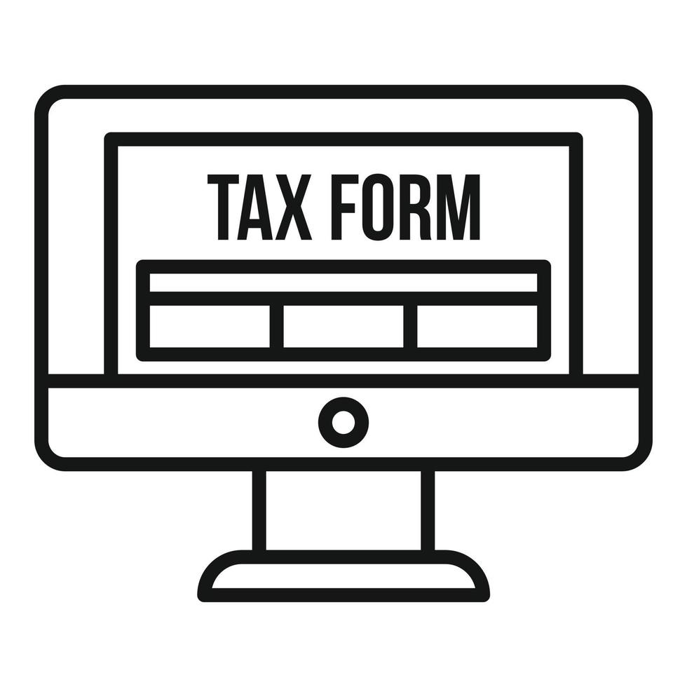 icono de formulario de impuestos en línea, estilo de contorno vector