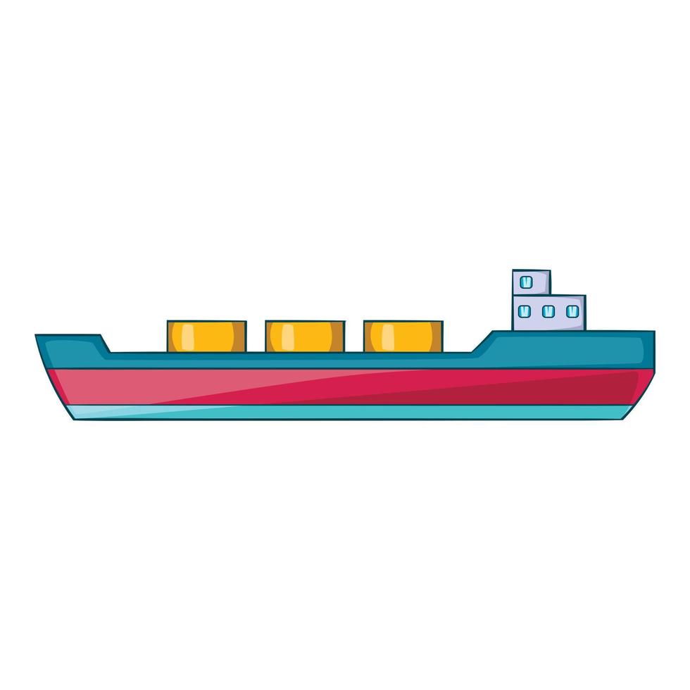 Ship carries cargo icon, cartoon style vector