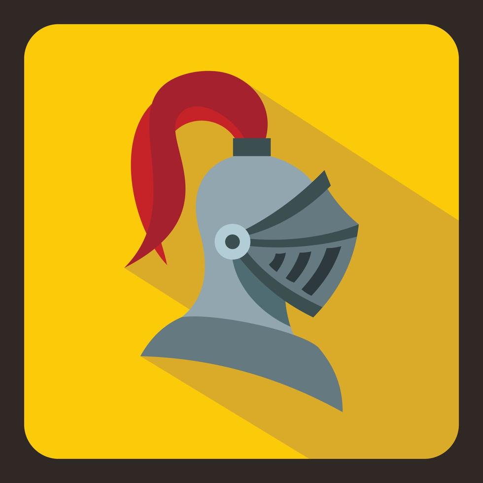 icono de casco de caballero medieval, estilo plano vector