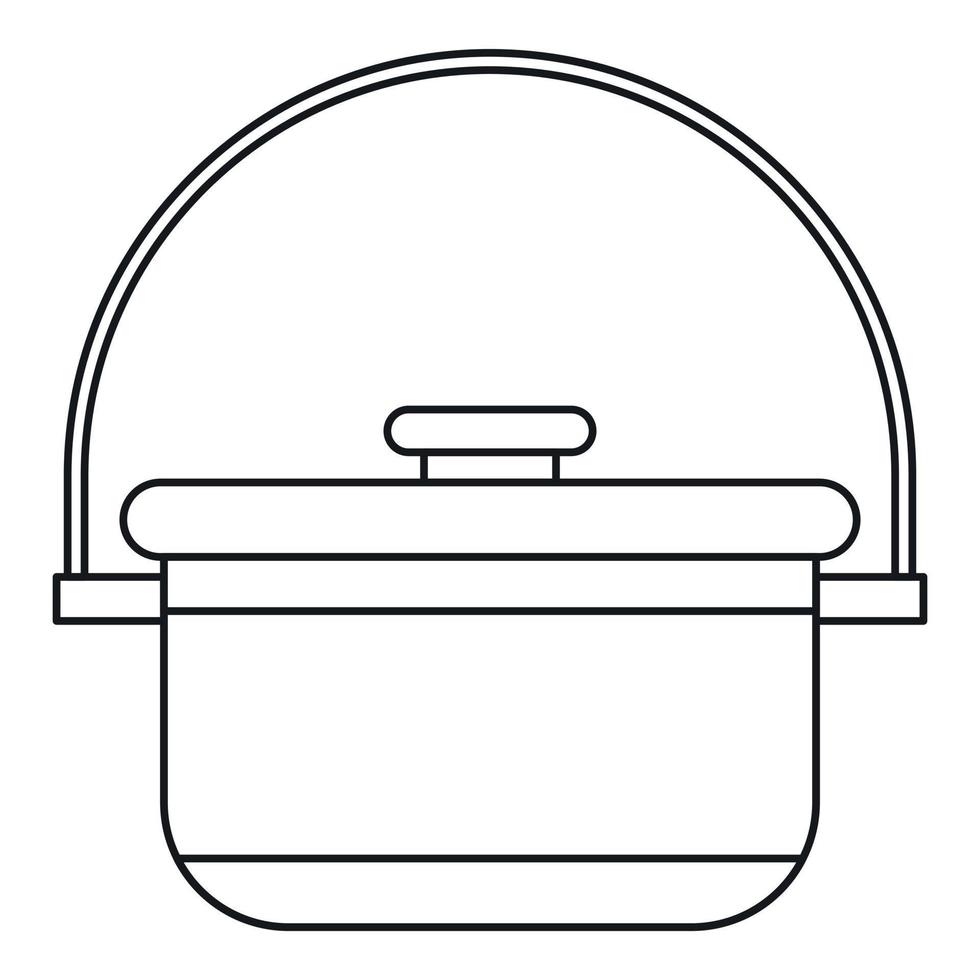 Cauldron with lid icon, outline style vector
