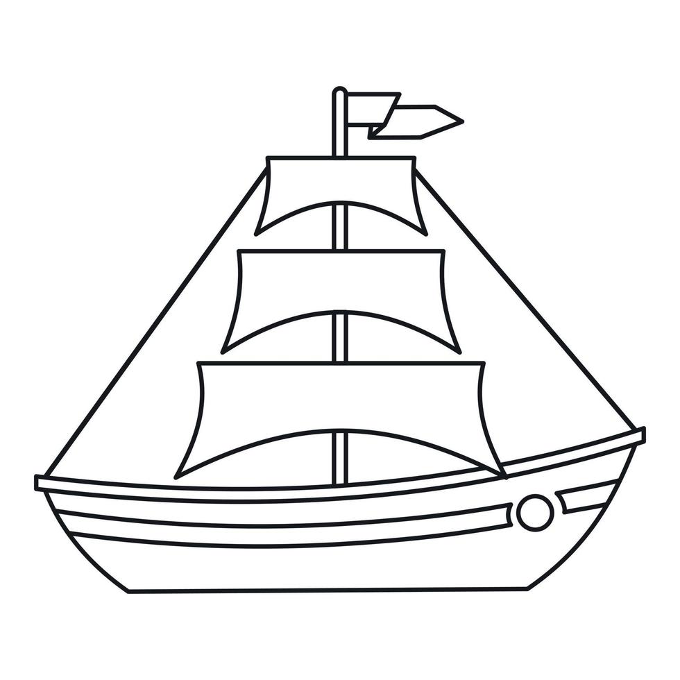 Boat with sails icon, outline style vector