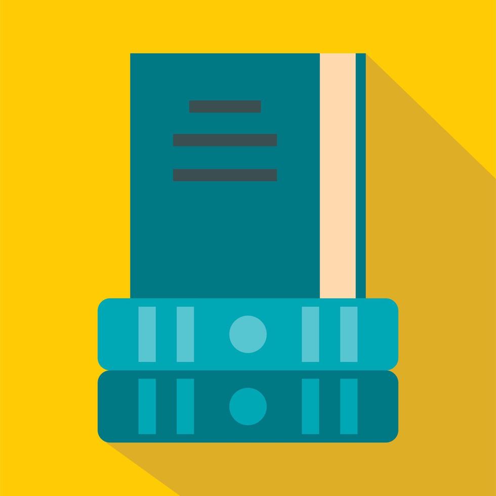 Three books icon, flat style vector