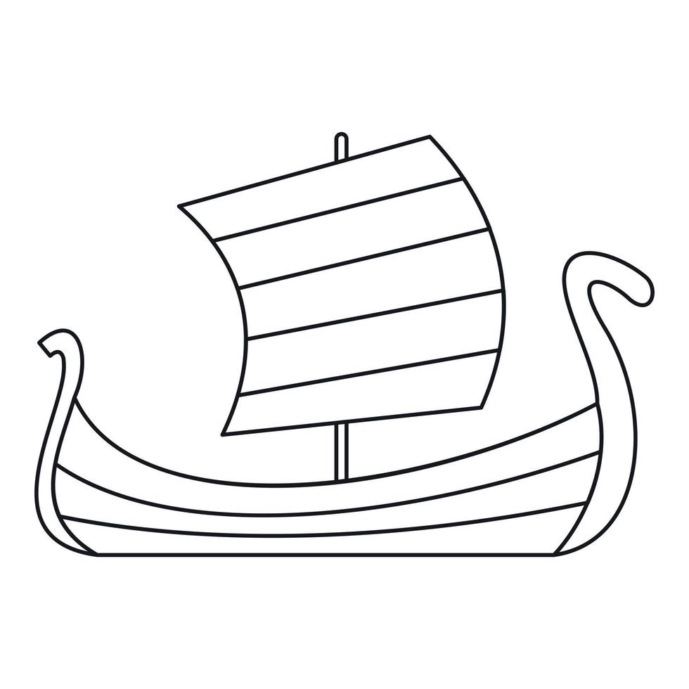 Medieval boat icon, outline style vector