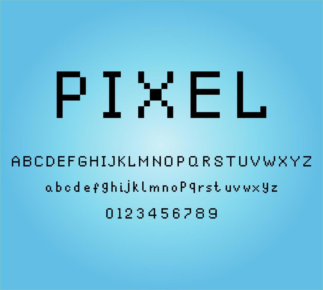 8-bit pixel alphabet. Modern stylish fonts or letters types for titles or titles such as posters, layout design, games, websites or print. vector