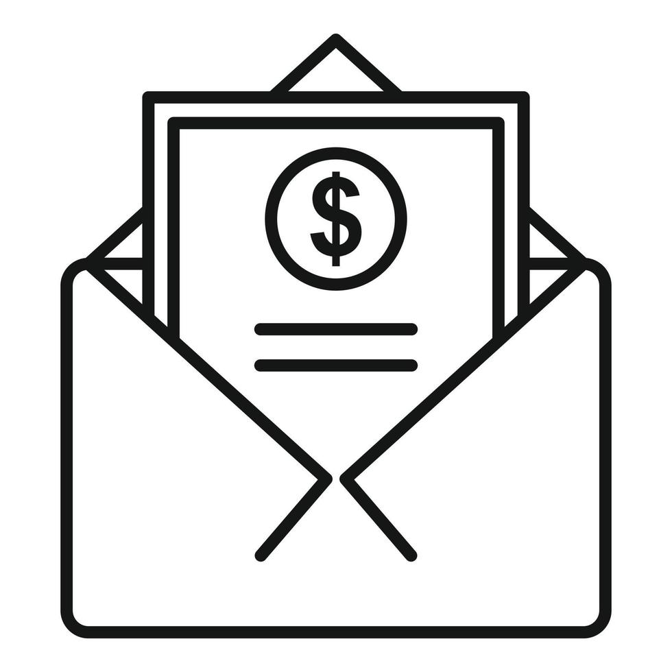 icono de correo de dinero de crédito, estilo de esquema vector