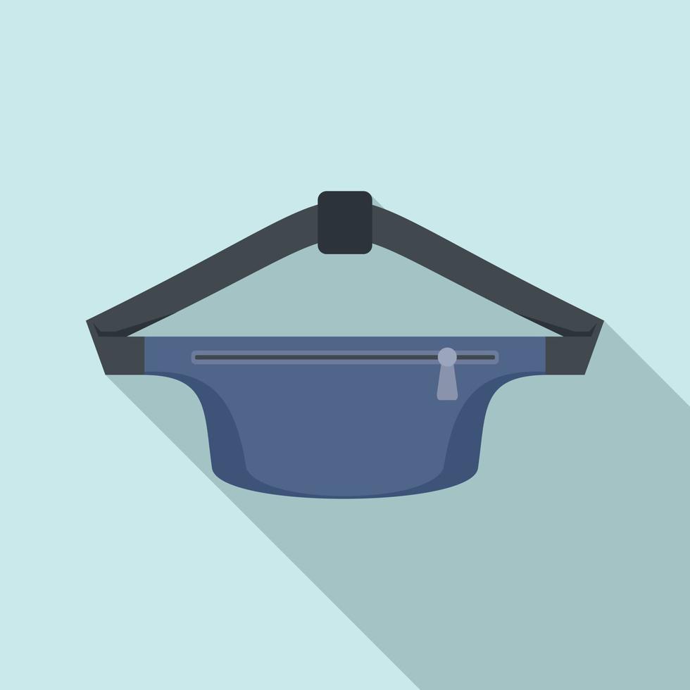 Waist bag pack icon, flat style vector