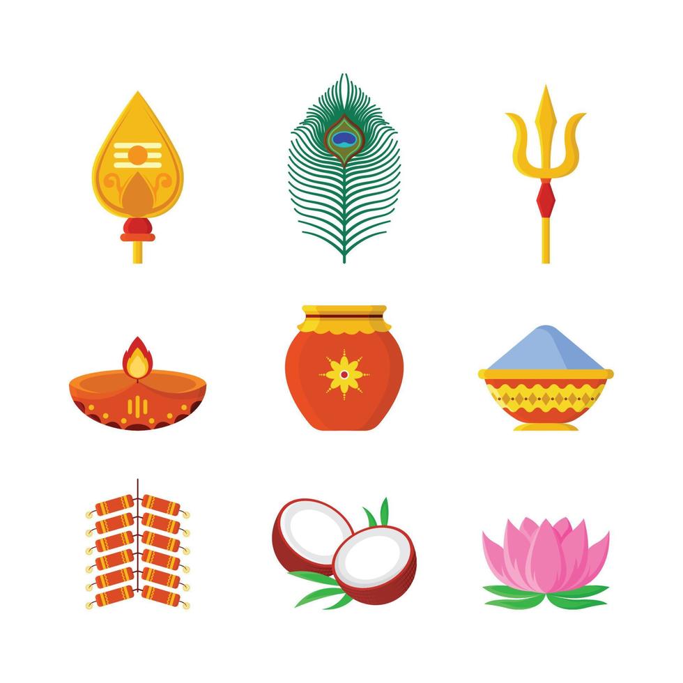 Set Of Thaipusam Event Icons vector