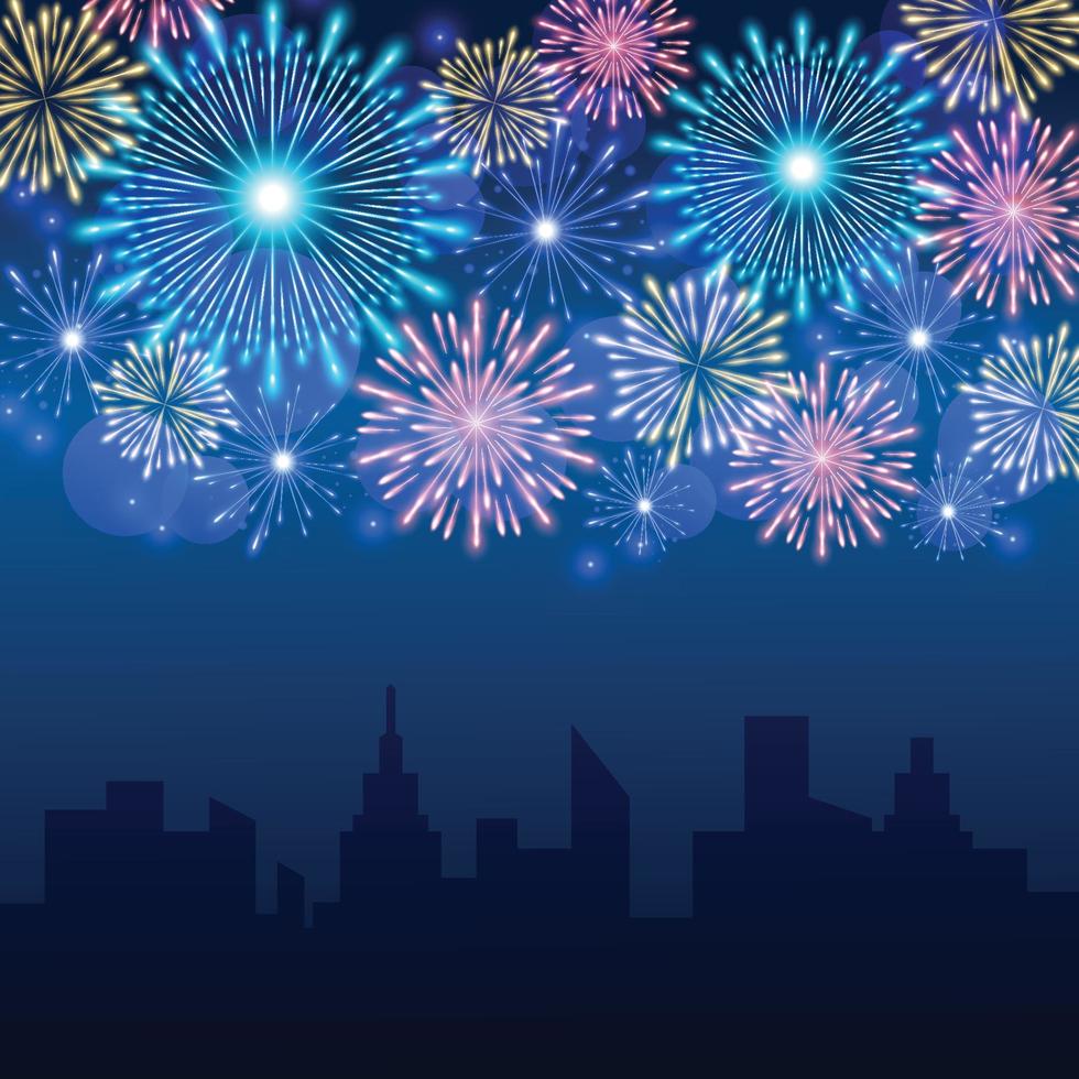 New Year Fireworks Outdoor Background vector