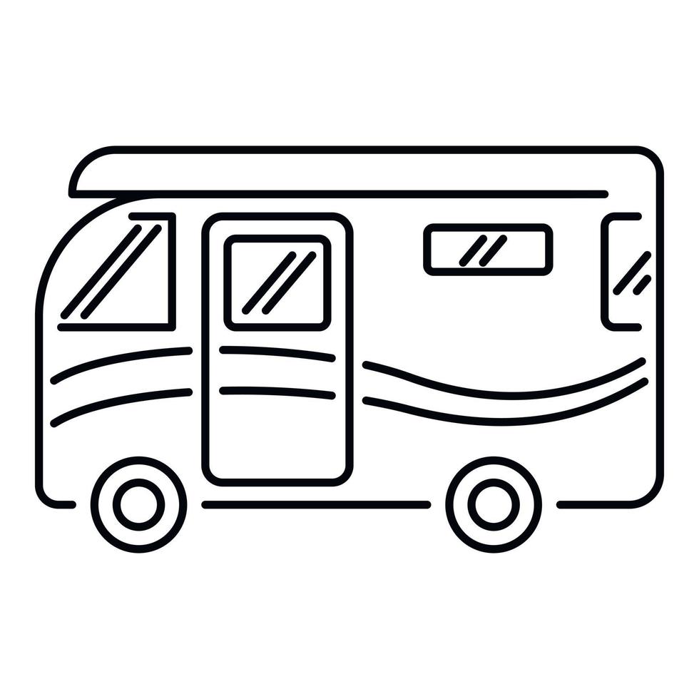 Traveling camper van icon, outline style vector