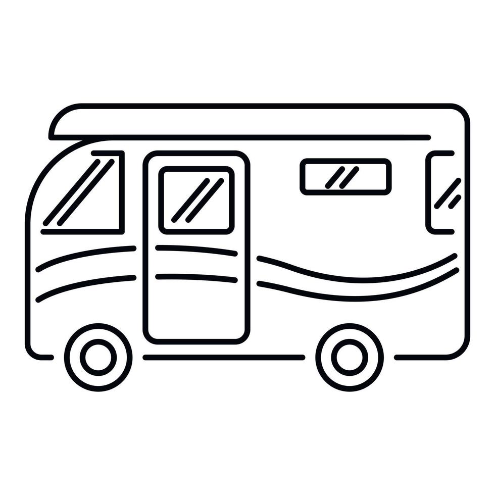 icono de autocaravana itinerante, estilo de contorno vector