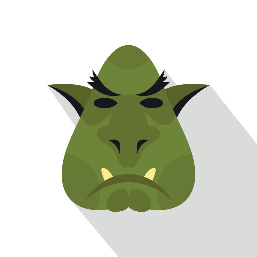 icono de cabeza de troll, estilo plano vector