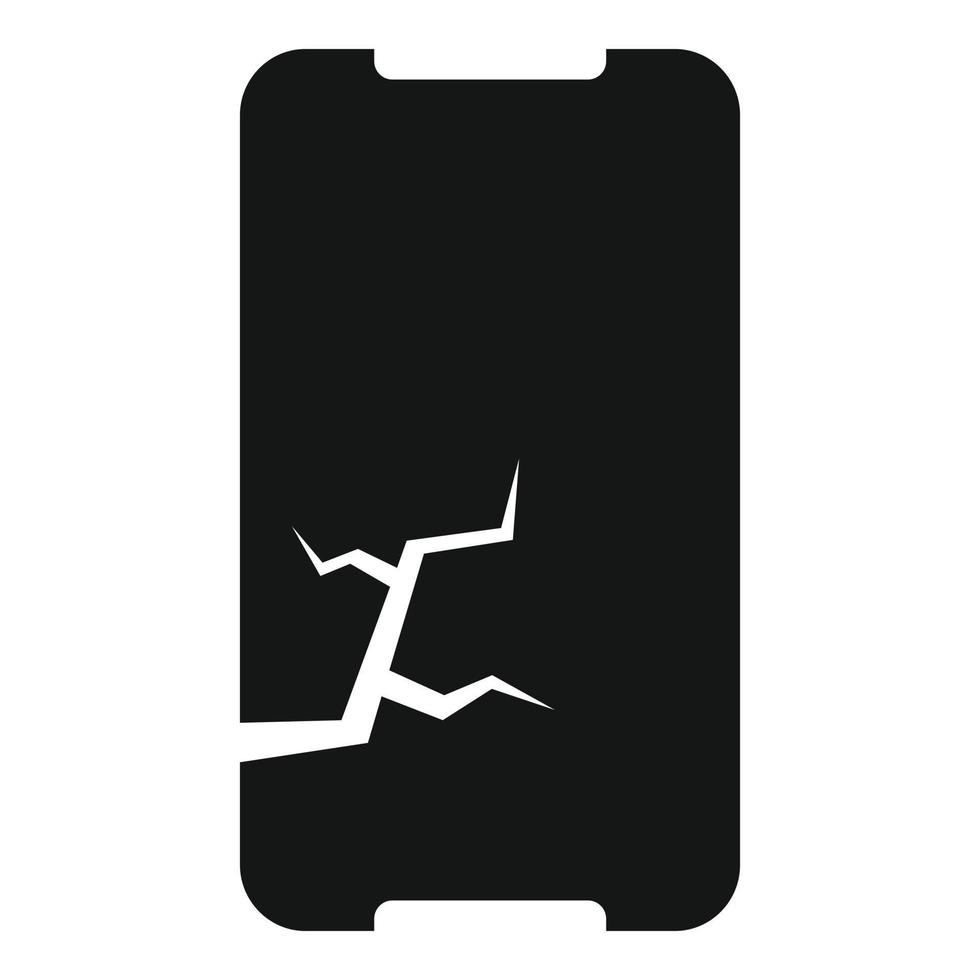 Broken protective glass icon, simple style vector