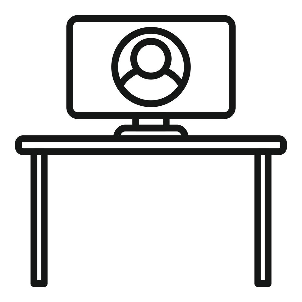 Home video call icon, outline style vector