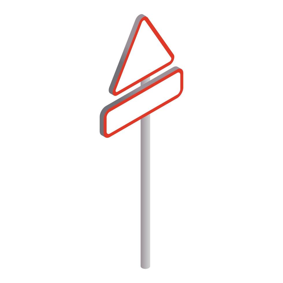 Triangular road sign icon, isometric 3d style vector