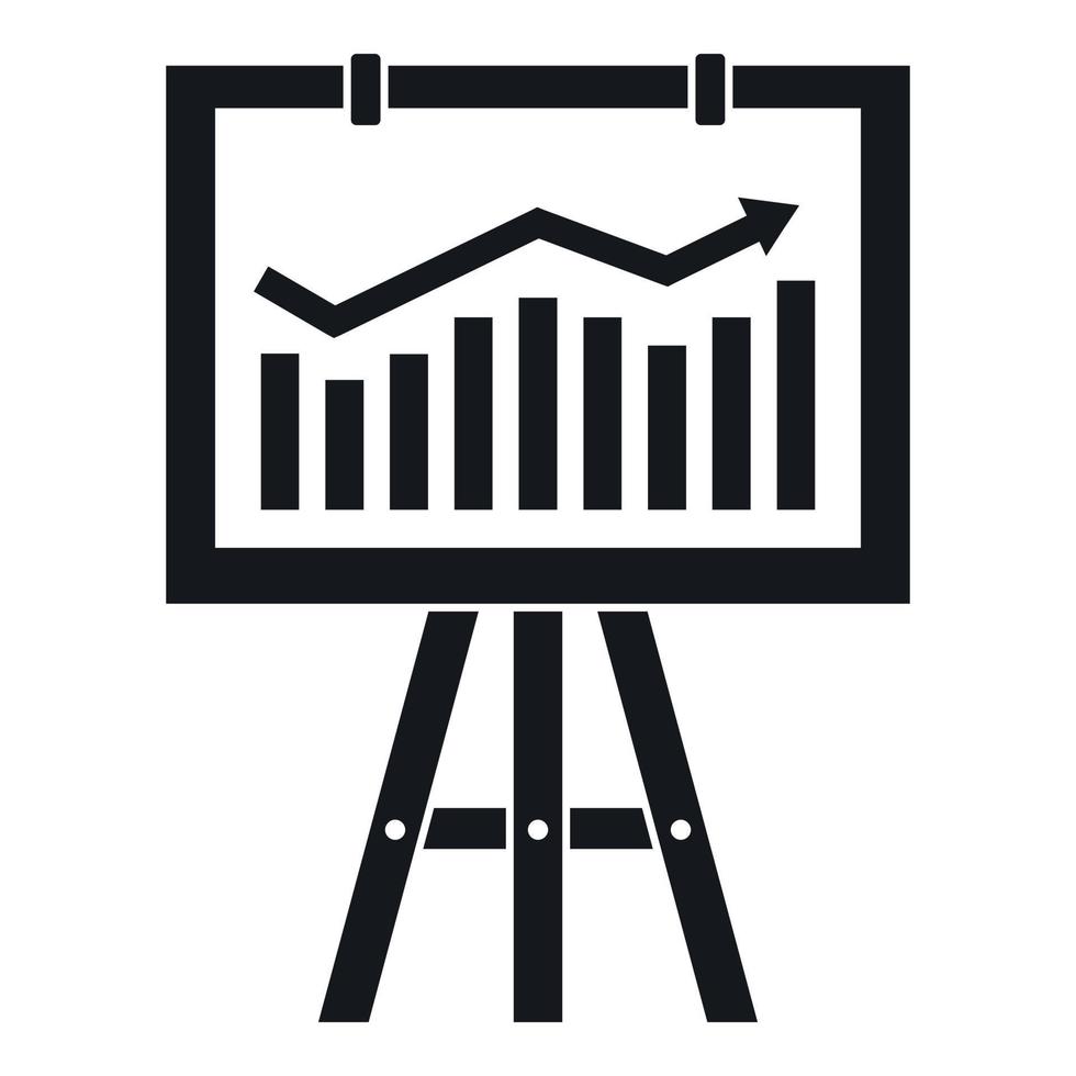 Flipchart with marketing data icon, simple style vector