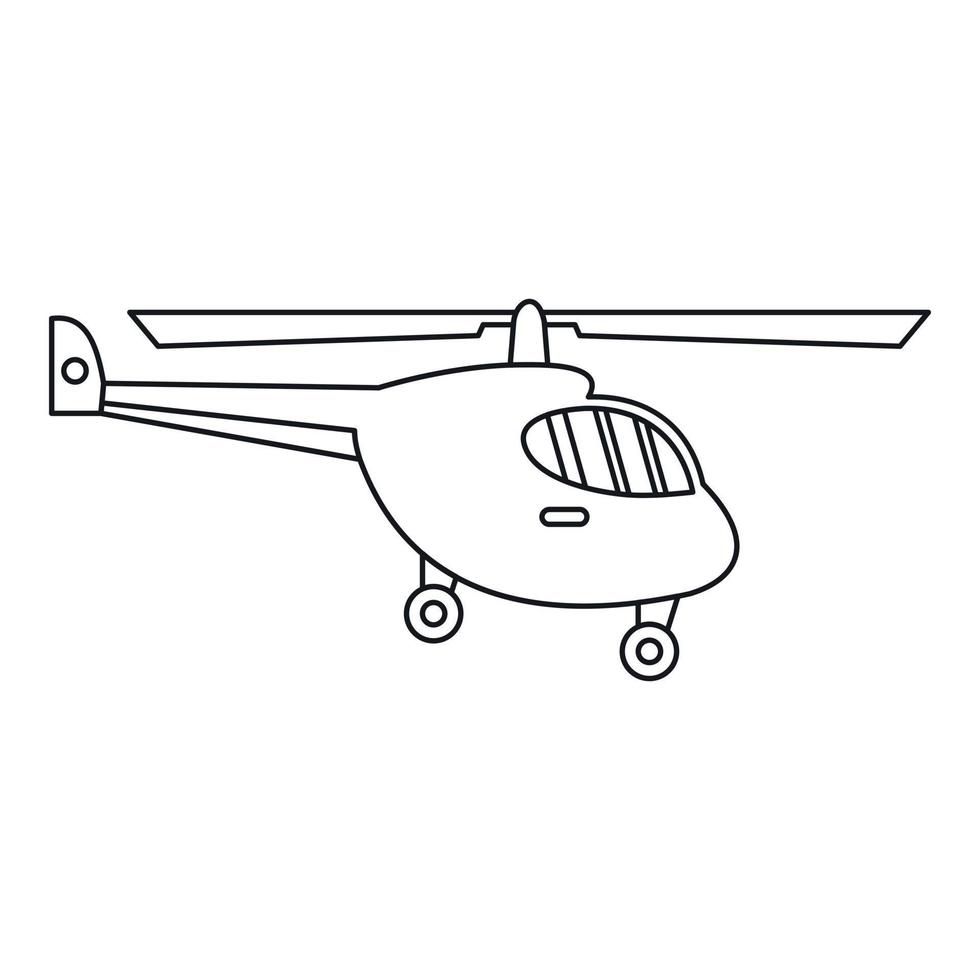 icono de helicóptero, estilo de esquema vector
