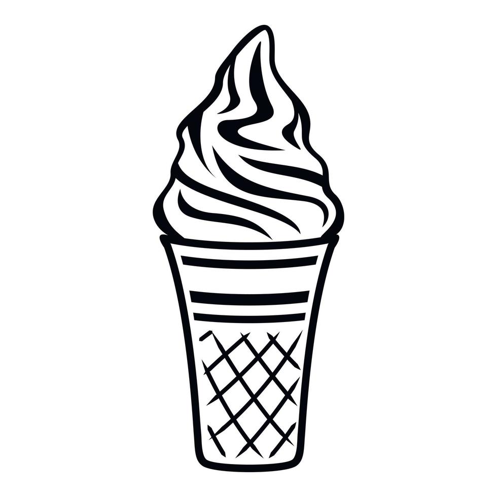 icono de helado de vainilla, estilo de esquema vector